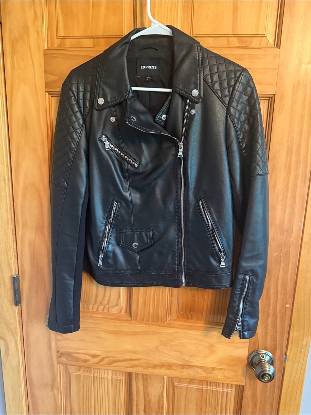 Express Black Quilted Shoulder Moto-Style Jacket